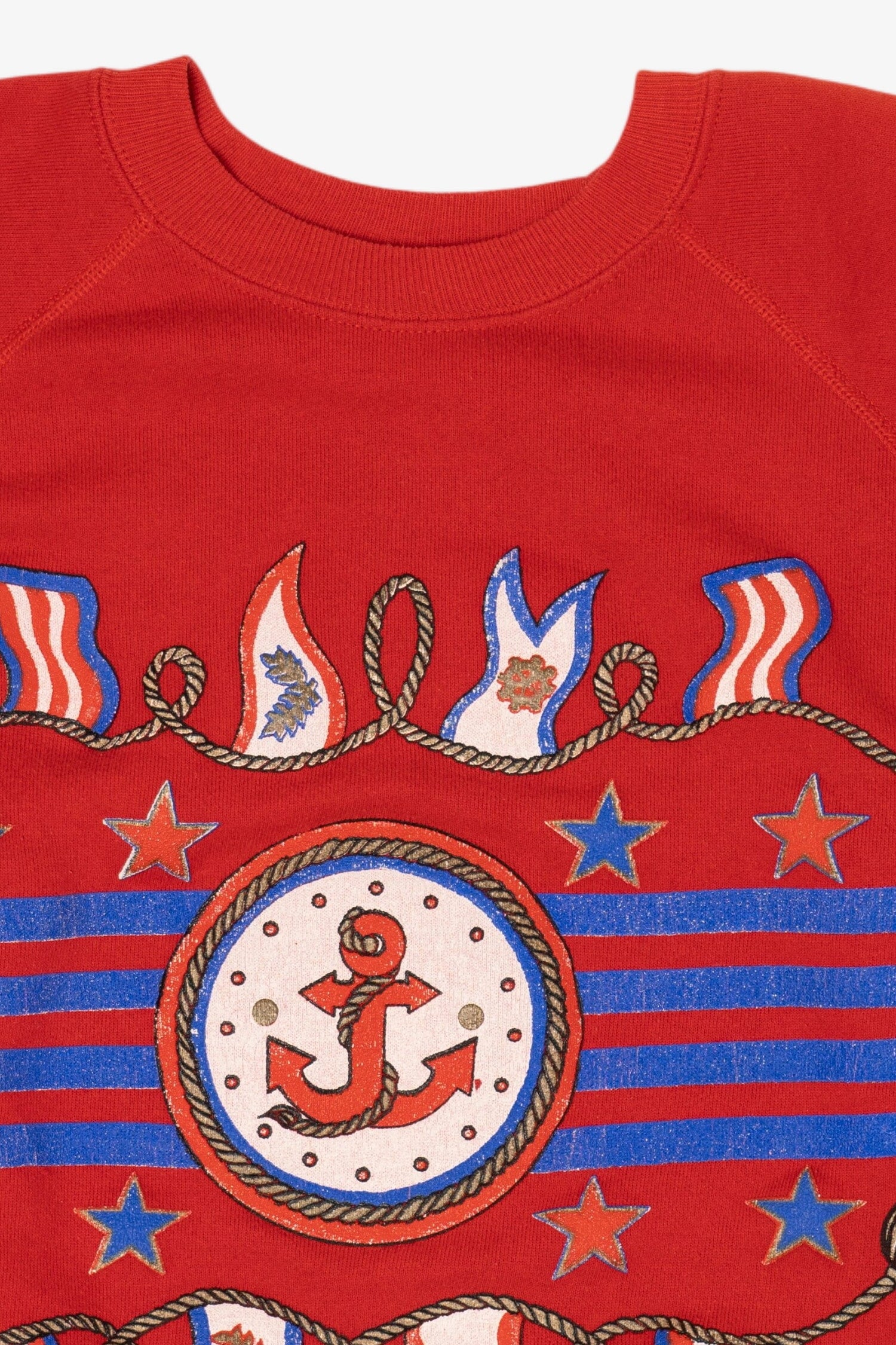 Vintage Red Nautical Sailor Raglan Sweatshirt (1990s)