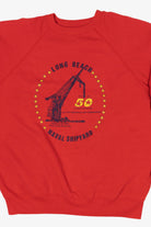 Vintage Red Long Beach Naval Shipyard Raglan Sweatshirt (1990s)