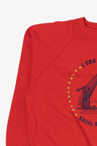 Vintage Red Long Beach Naval Shipyard Raglan Sweatshirt (1990s)