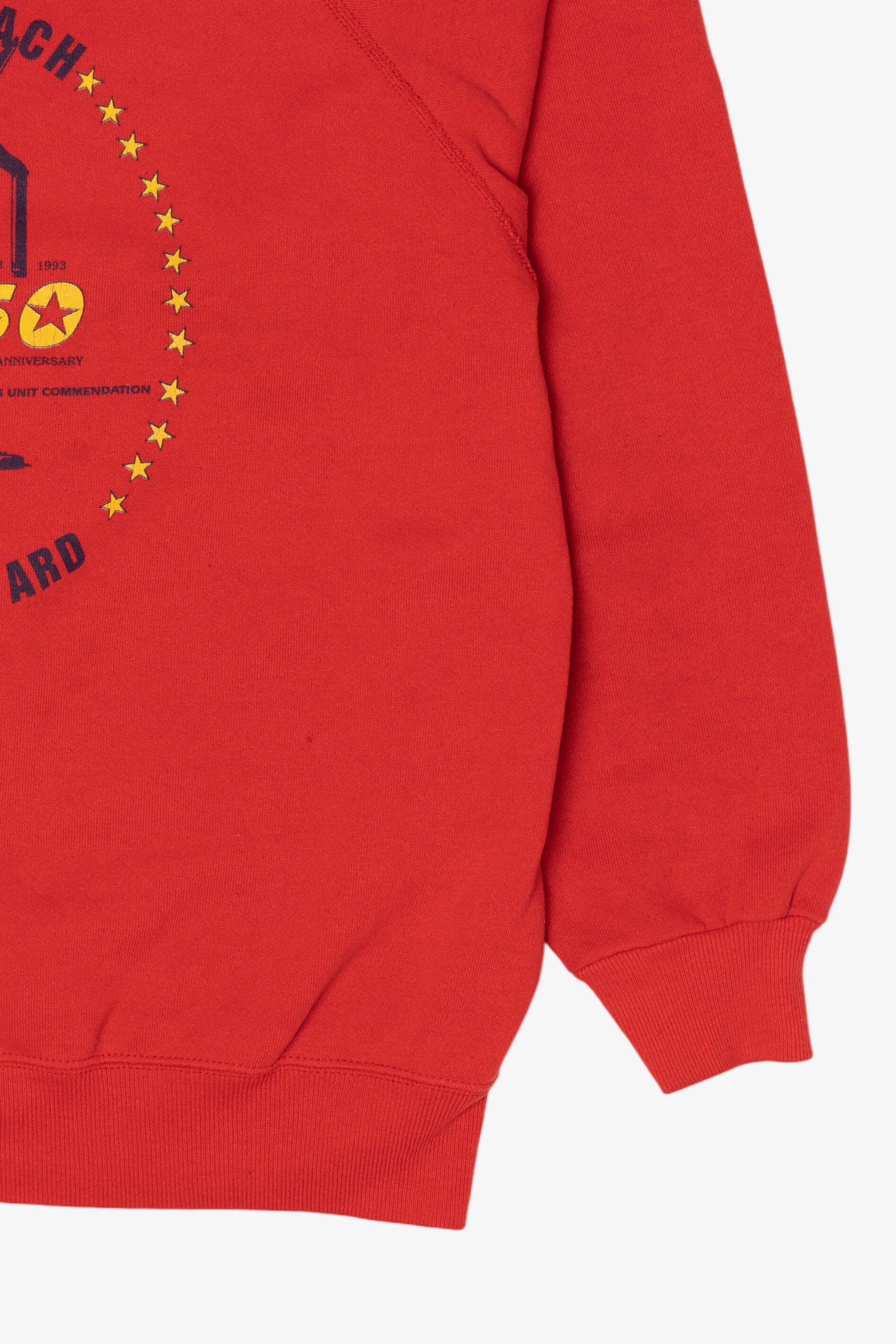 Vintage Red Long Beach Naval Shipyard Raglan Sweatshirt (1990s)