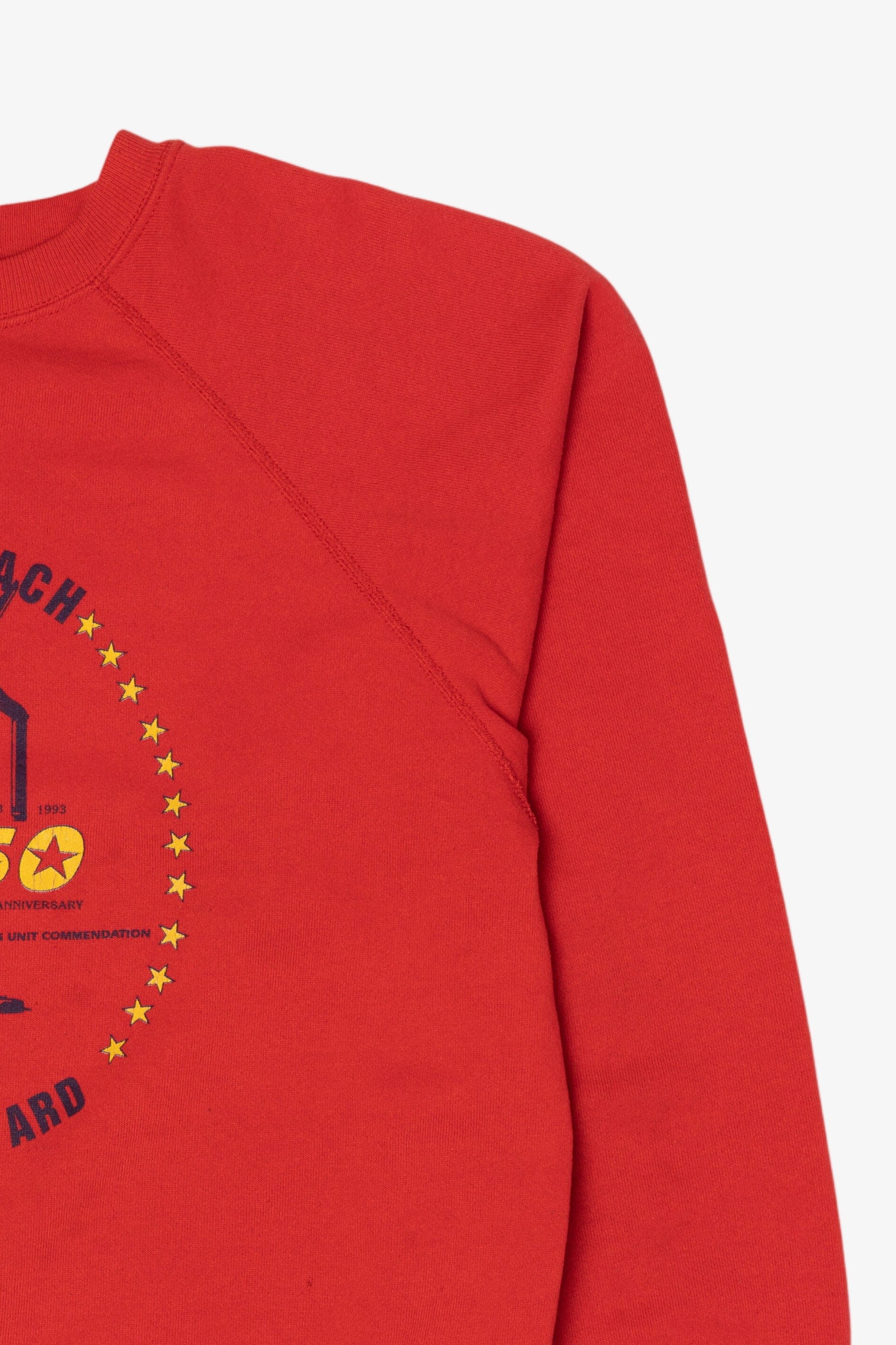 Vintage Red Long Beach Naval Shipyard Raglan Sweatshirt (1990s)