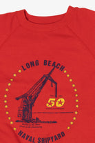 Vintage Red Long Beach Naval Shipyard Raglan Sweatshirt (1990s)