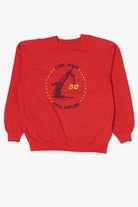 Vintage Red Long Beach Naval Shipyard Raglan Sweatshirt (1990s)