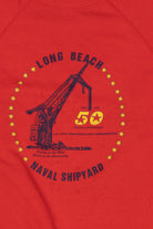 Vintage Red Long Beach Naval Shipyard Raglan Sweatshirt (1990s)