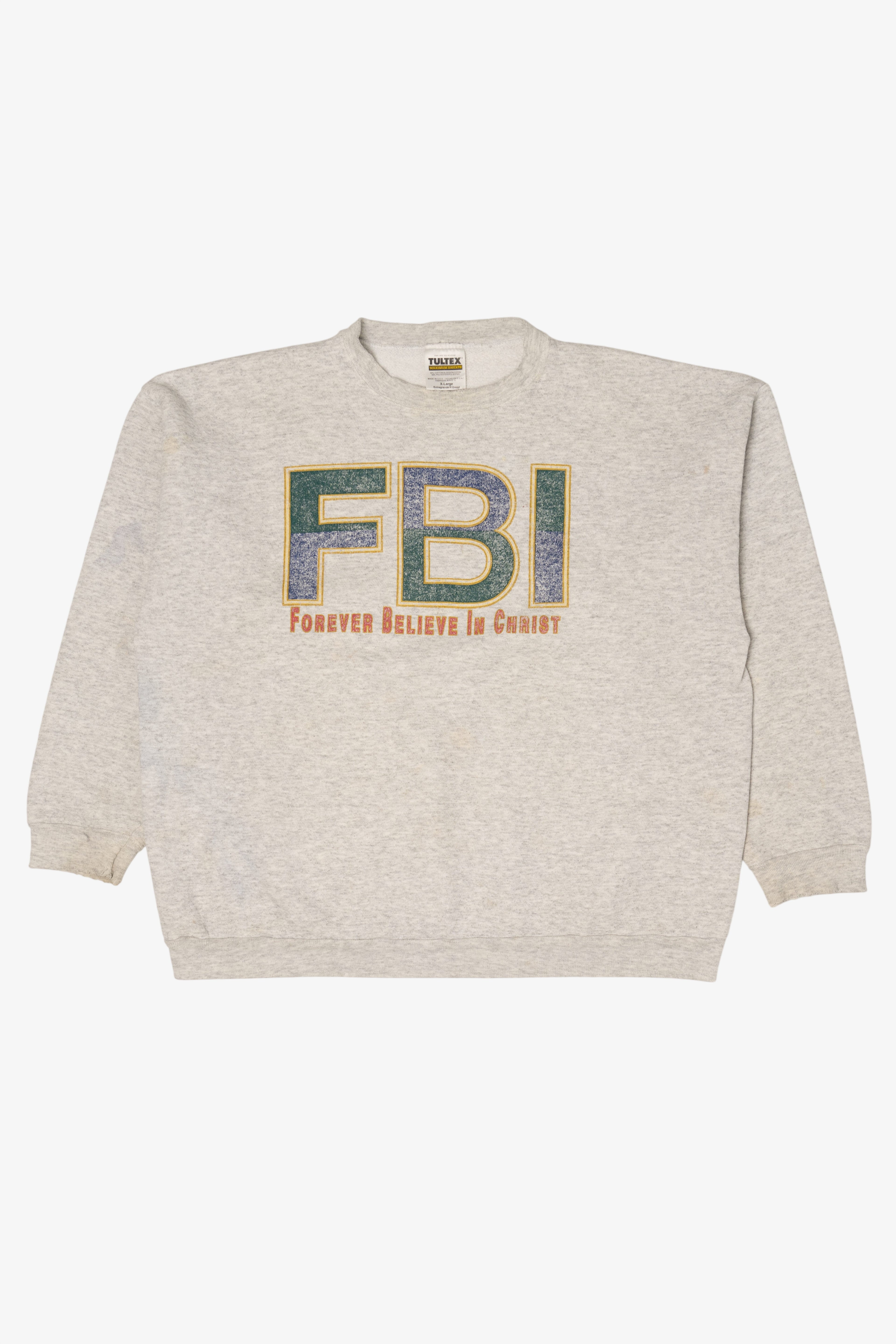 Vintage Gray FBI "Forever Believe In Christ" Sweatshirt (1990s)