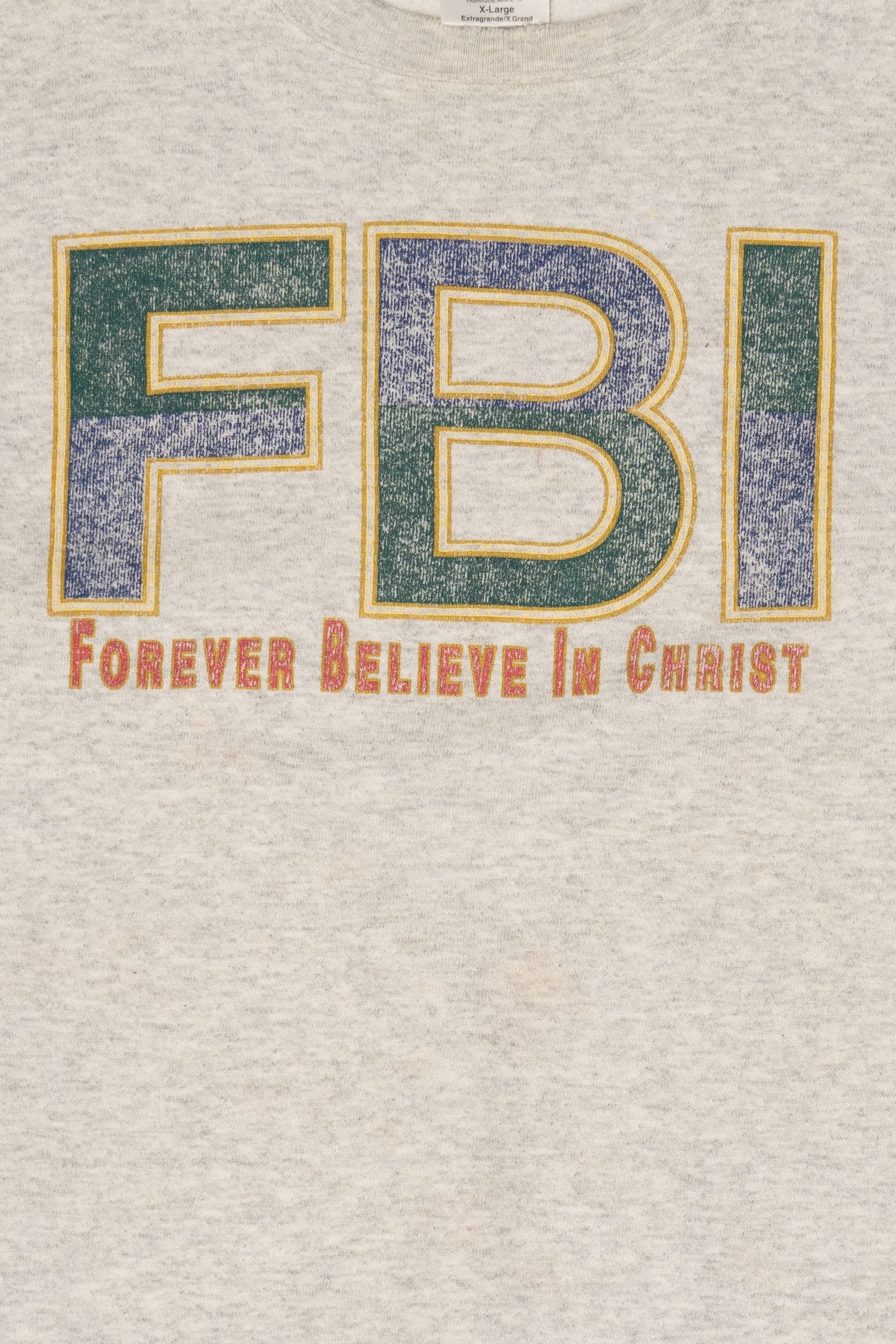 Vintage Gray FBI "Forever Believe In Christ" Sweatshirt (1990s)