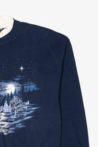 Vintage Navy Blue Starry Winter Night Scene Sweatshirt (1990s)