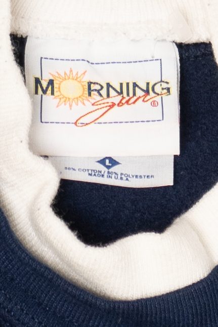 Vintage Navy Blue Starry Winter Night Scene Sweatshirt (1990s)