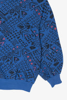 Vintage Blue Visage Geometric Pattern Sweatshirt (1990s)