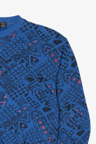 Vintage Blue Visage Geometric Pattern Sweatshirt (1990s)