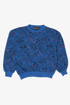 Vintage Blue Visage Geometric Pattern Sweatshirt (1990s)