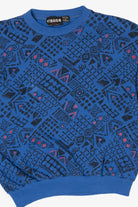 Vintage Blue Visage Geometric Pattern Sweatshirt (1990s)