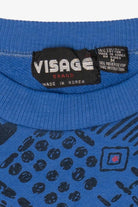 Vintage Blue Visage Geometric Pattern Sweatshirt (1990s)