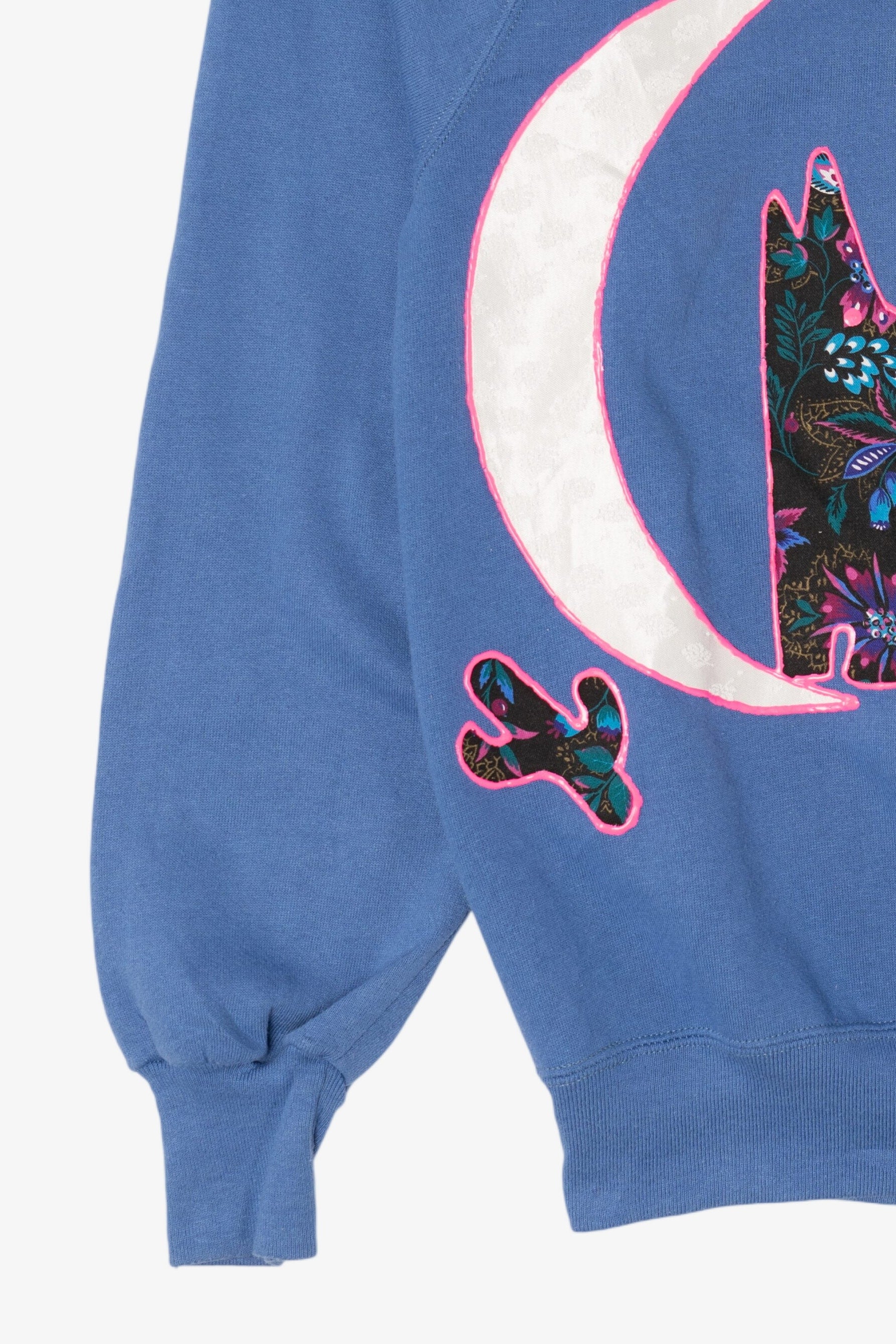 Vintage Blue Painted Patchwork Desert Cowboy Raglan Sweatshirt (1990s)