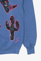 Vintage Blue Painted Patchwork Desert Cowboy Raglan Sweatshirt (1990s)
