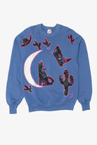 Vintage Blue Painted Patchwork Desert Cowboy Raglan Sweatshirt (1990s)