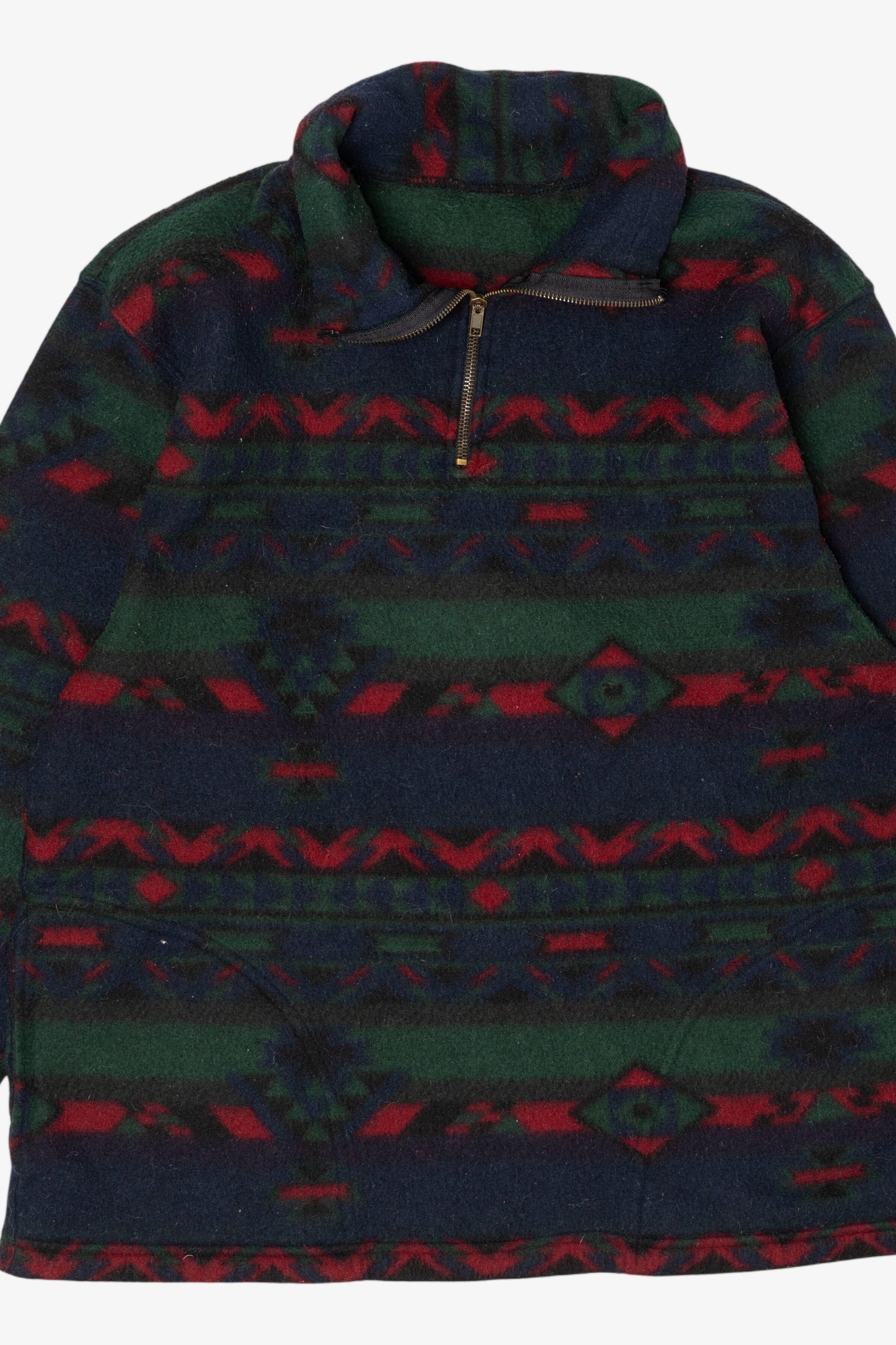 Vintage Southwestern Aztec Pattern Quarter Zip Fleece Sweatshirt (1990s)