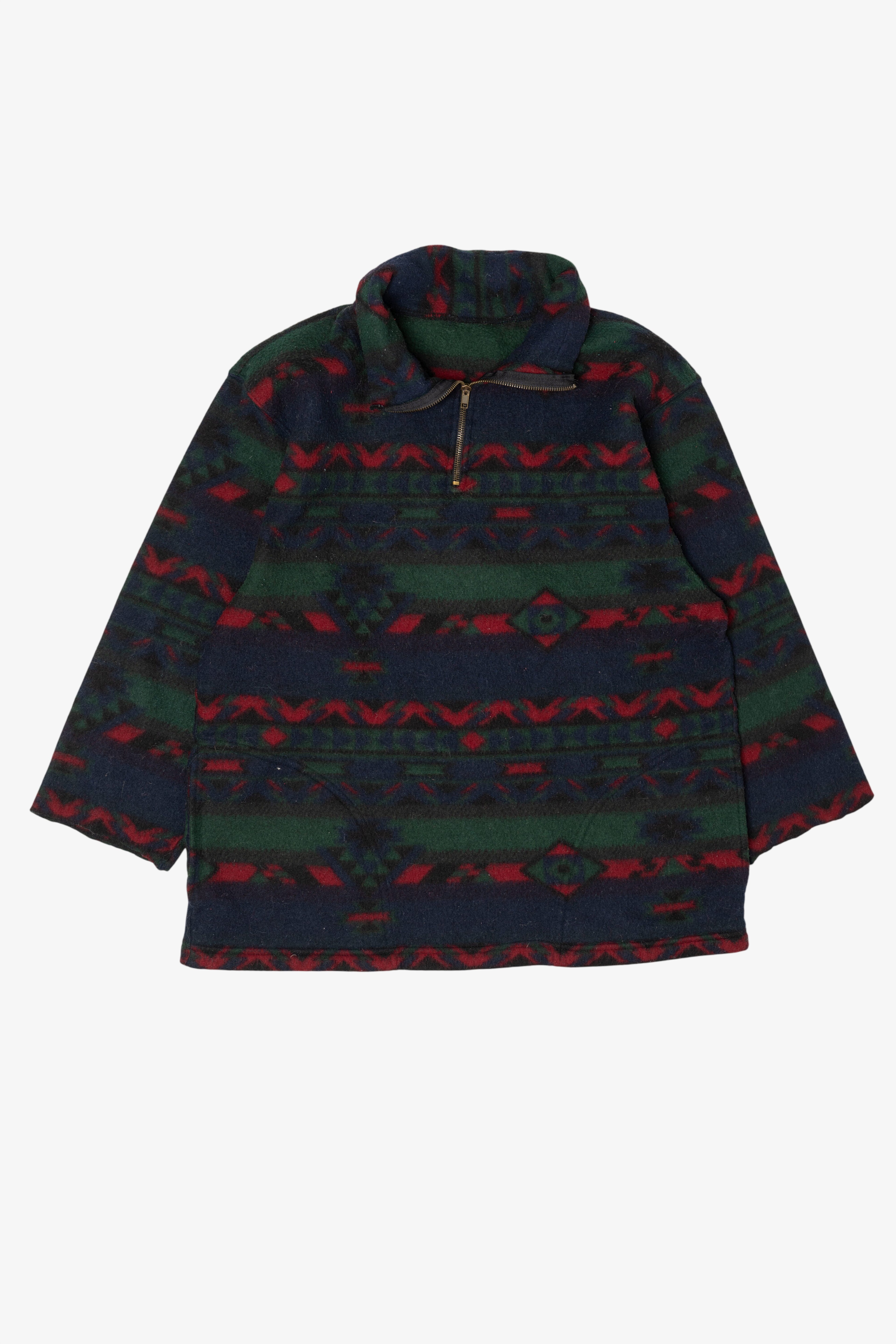 Vintage Southwestern Aztec Pattern Quarter Zip Fleece Sweatshirt (1990s)