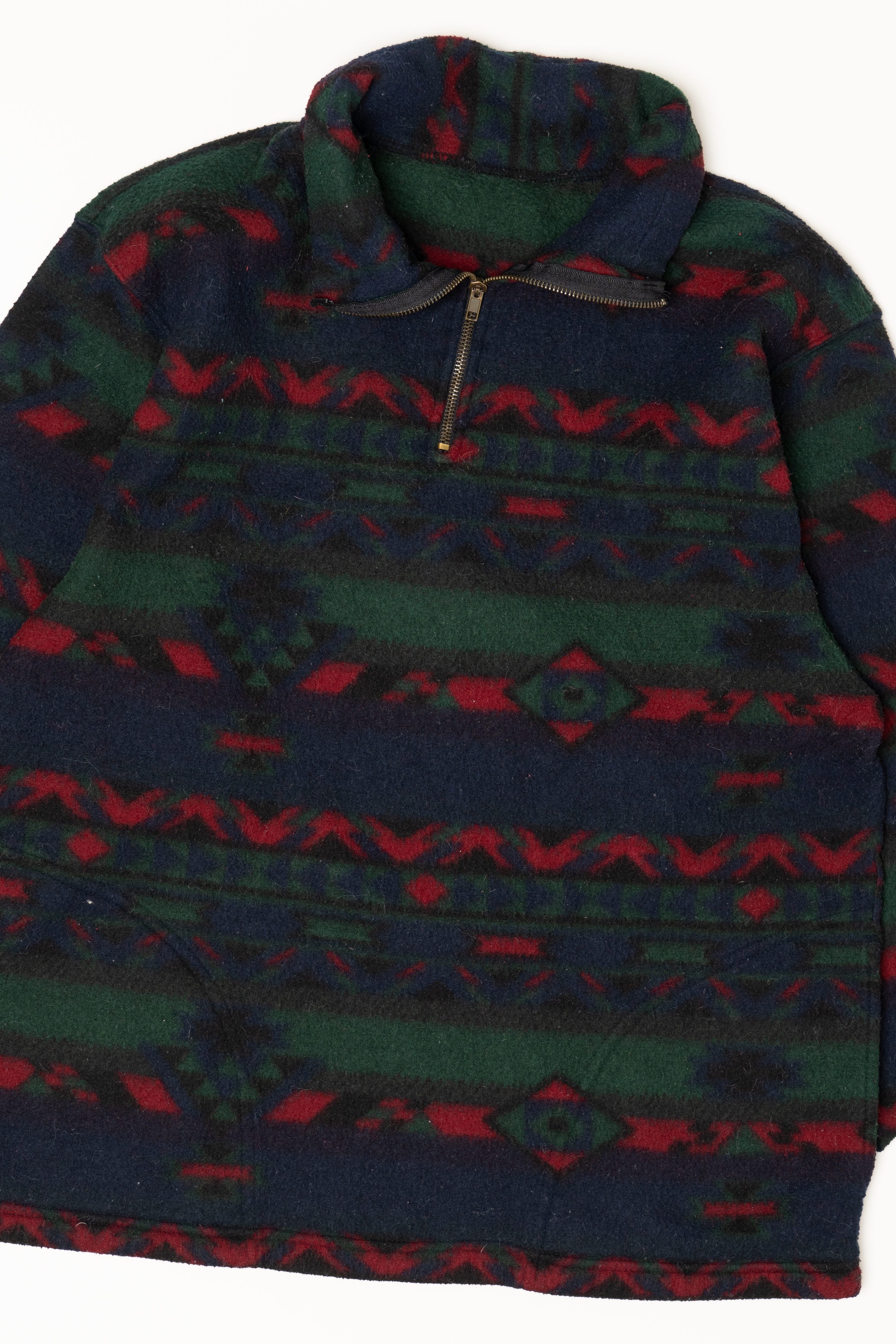 Vintage Southwestern Aztec Pattern Quarter Zip Fleece Sweatshirt (1990s)