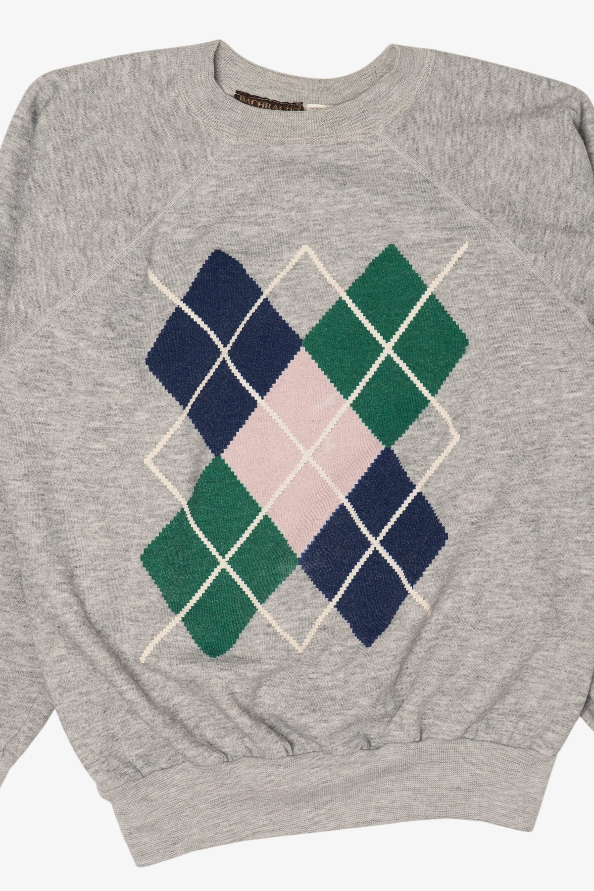 Vintage Gray Bachrachs Argyle Raglan Sweatshirt (1990s)
