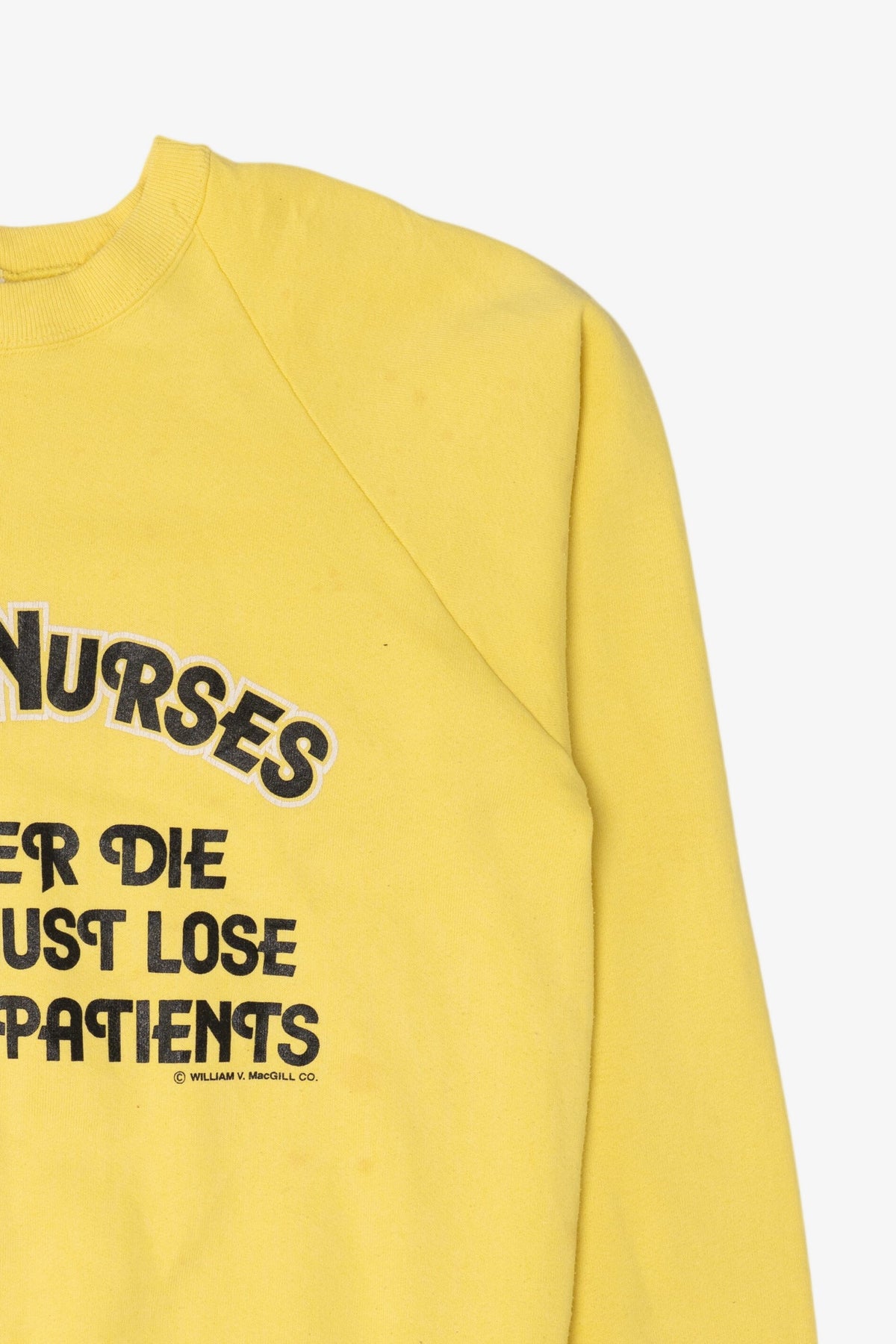Vintage Yellow "Old School Nurses..." Funny Raglan Sweatshirt (1990s)