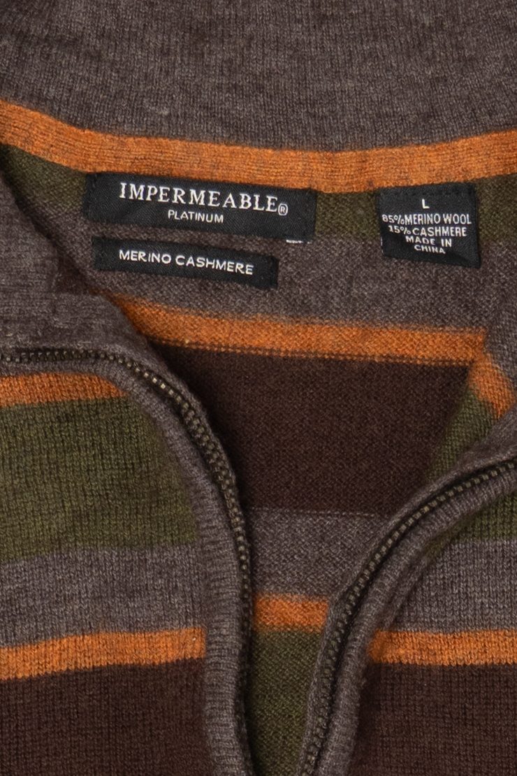 Vintage Striped Impermeable Full Zip Sweatshirt (2000s)