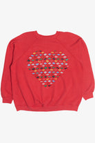 Vintage Quilted Heart Cutout DIY Craft Sweatshirt (1990s)