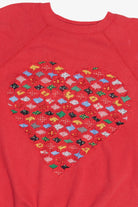 Vintage Quilted Heart Cutout DIY Craft Sweatshirt (1990s)