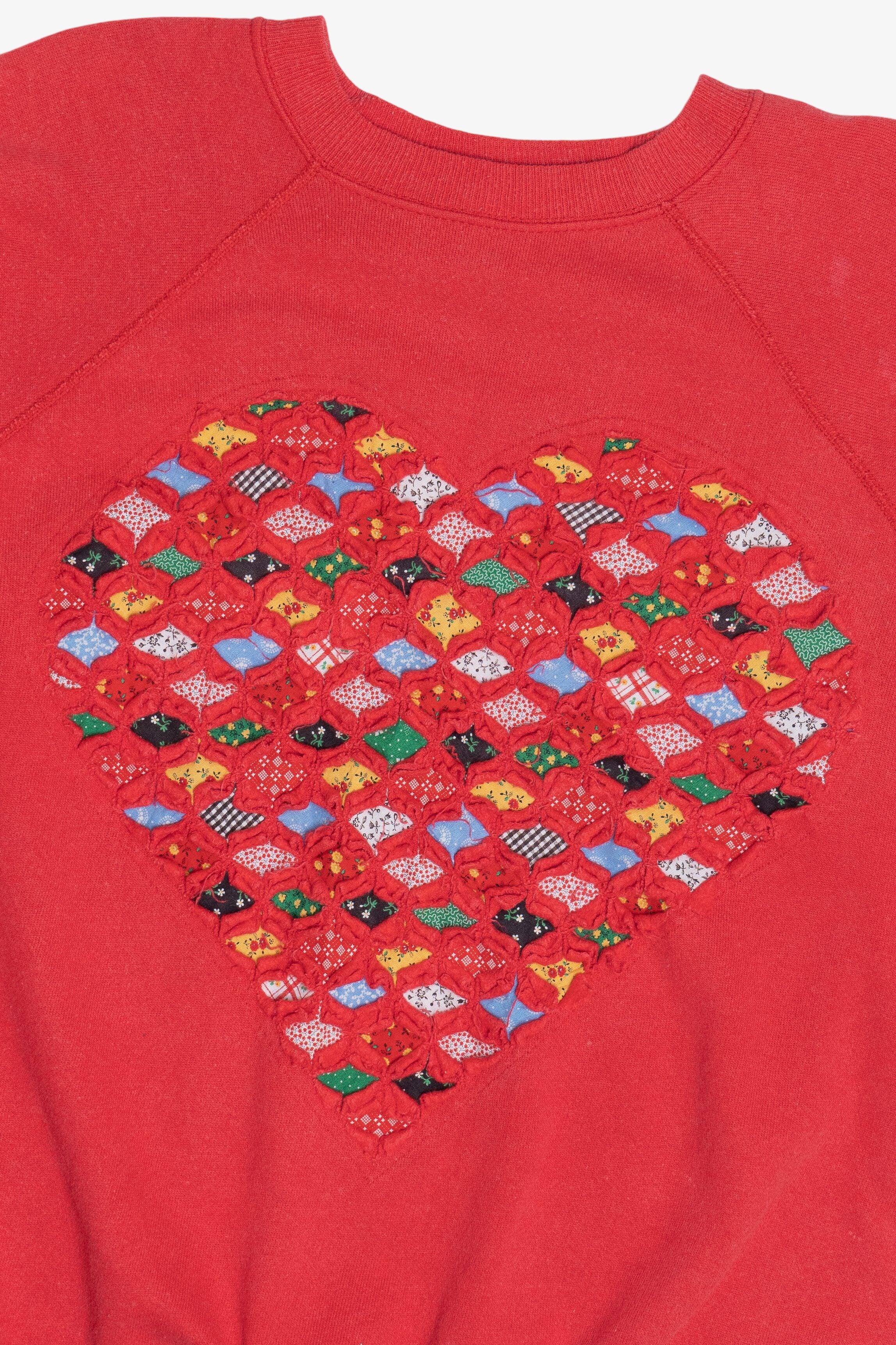 Vintage Quilted Heart Cutout DIY Craft Sweatshirt (1990s)