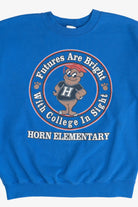 Vintage "Futures Are Bright With College In Sight" Horn Elementary Bear Mascot Sweatshirt (2000s)