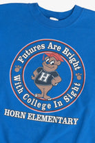 Vintage "Futures Are Bright With College In Sight" Horn Elementary Bear Mascot Sweatshirt (2000s)