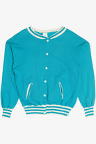 Vintage Tultex Turquoise Snap Button Up Sweatshirt (1980s)