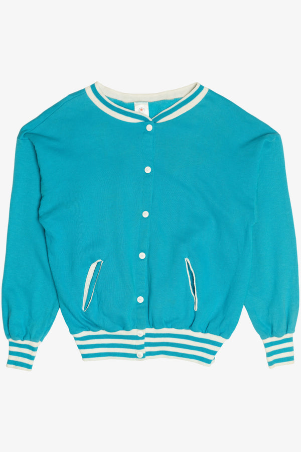 Vintage Tultex Turquoise Snap Button Up Sweatshirt (1980s)
