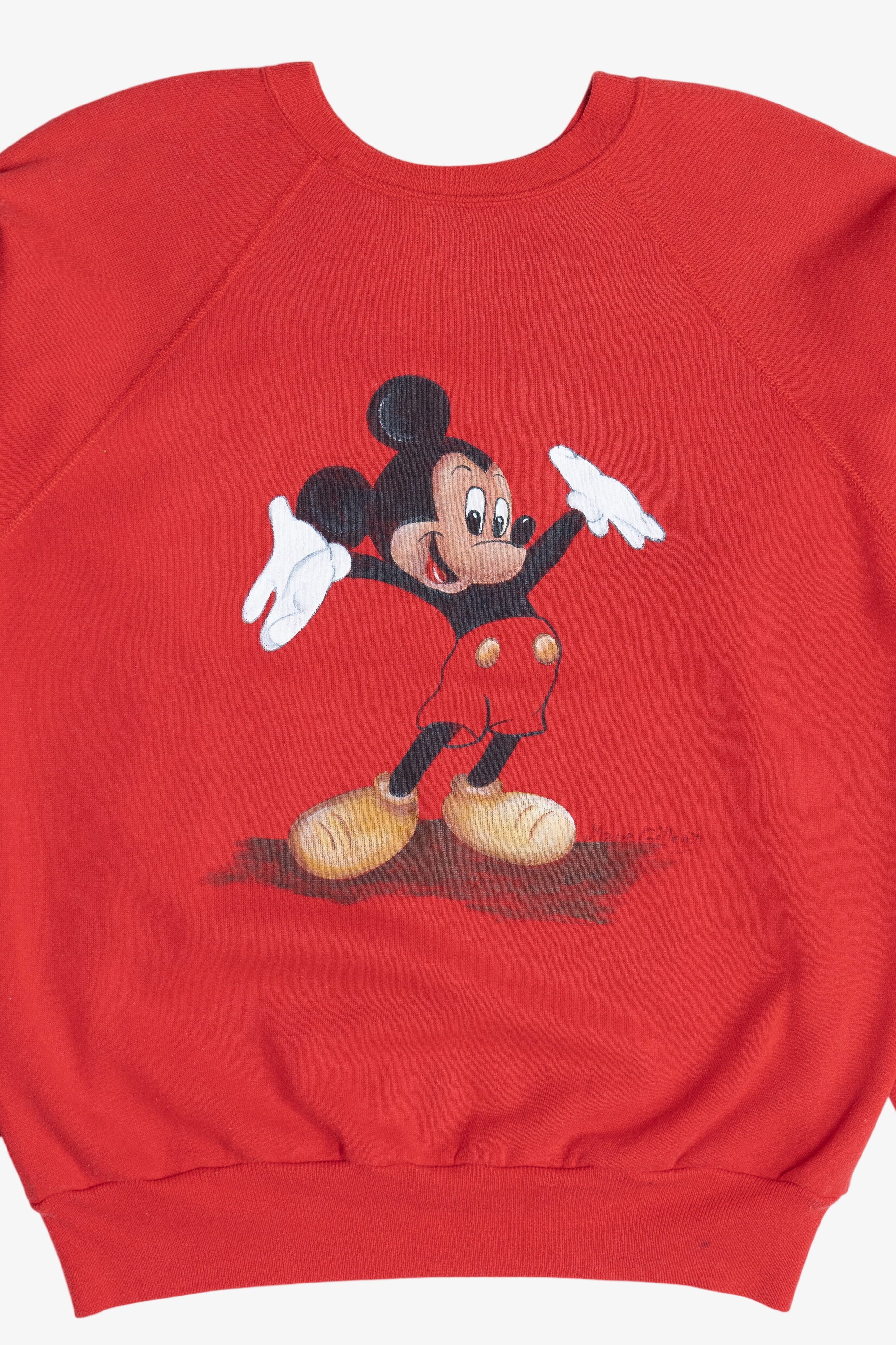 Vintage Hand Painted Mickey Mouse Raglan Sweatshirt (1980s)