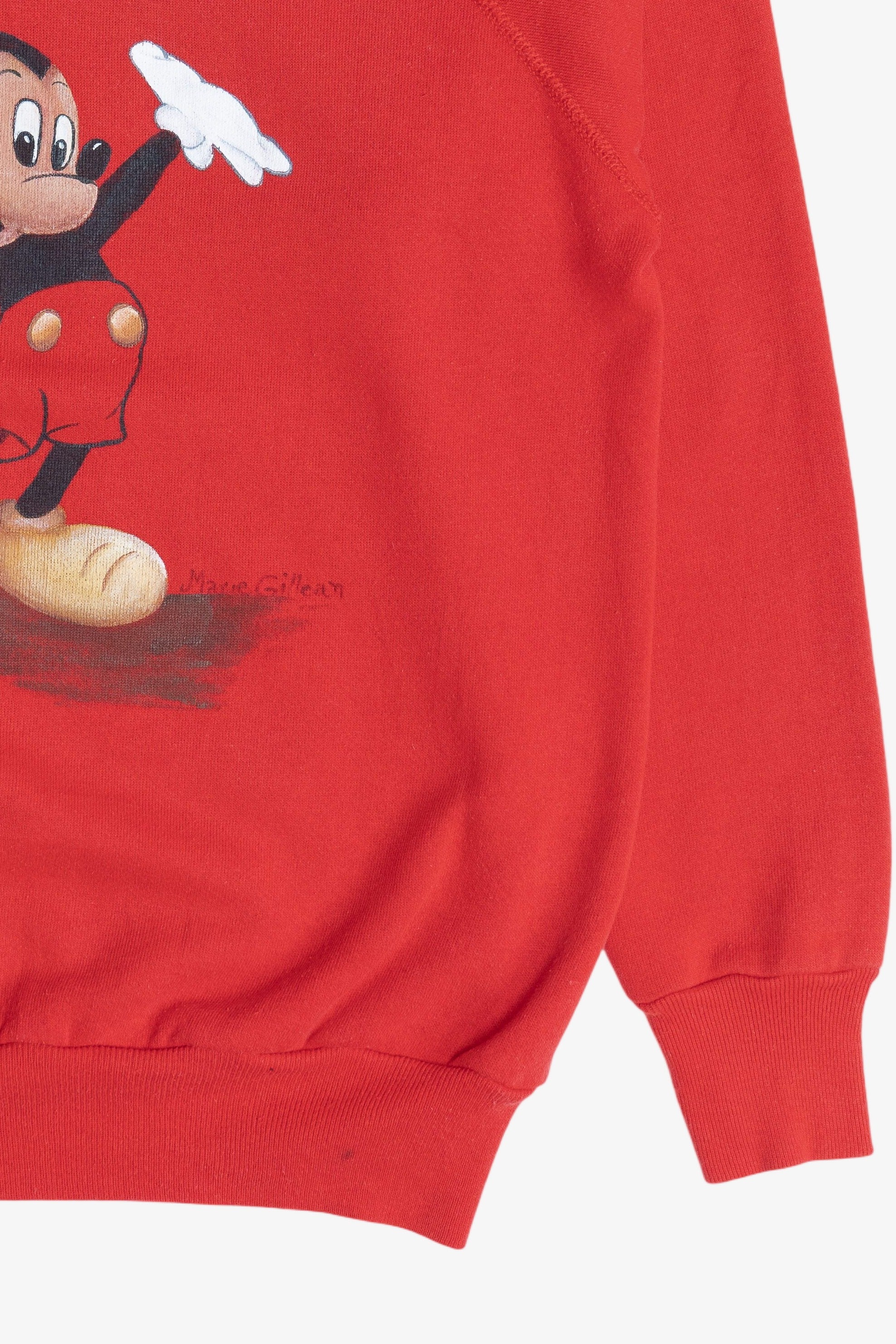 Vintage Hand Painted Mickey Mouse Raglan Sweatshirt (1980s)