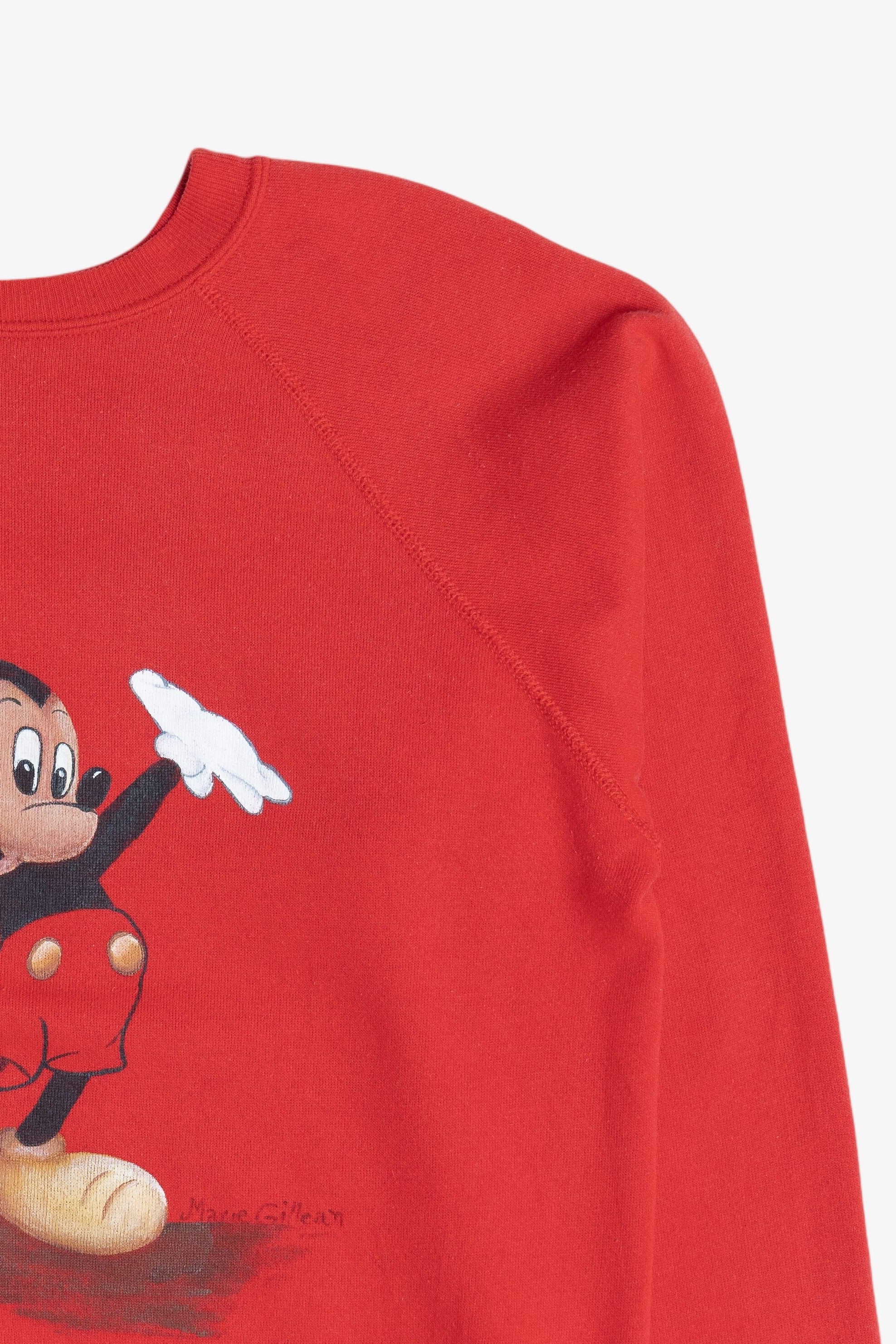 Vintage Hand Painted Mickey Mouse Raglan Sweatshirt (1980s)
