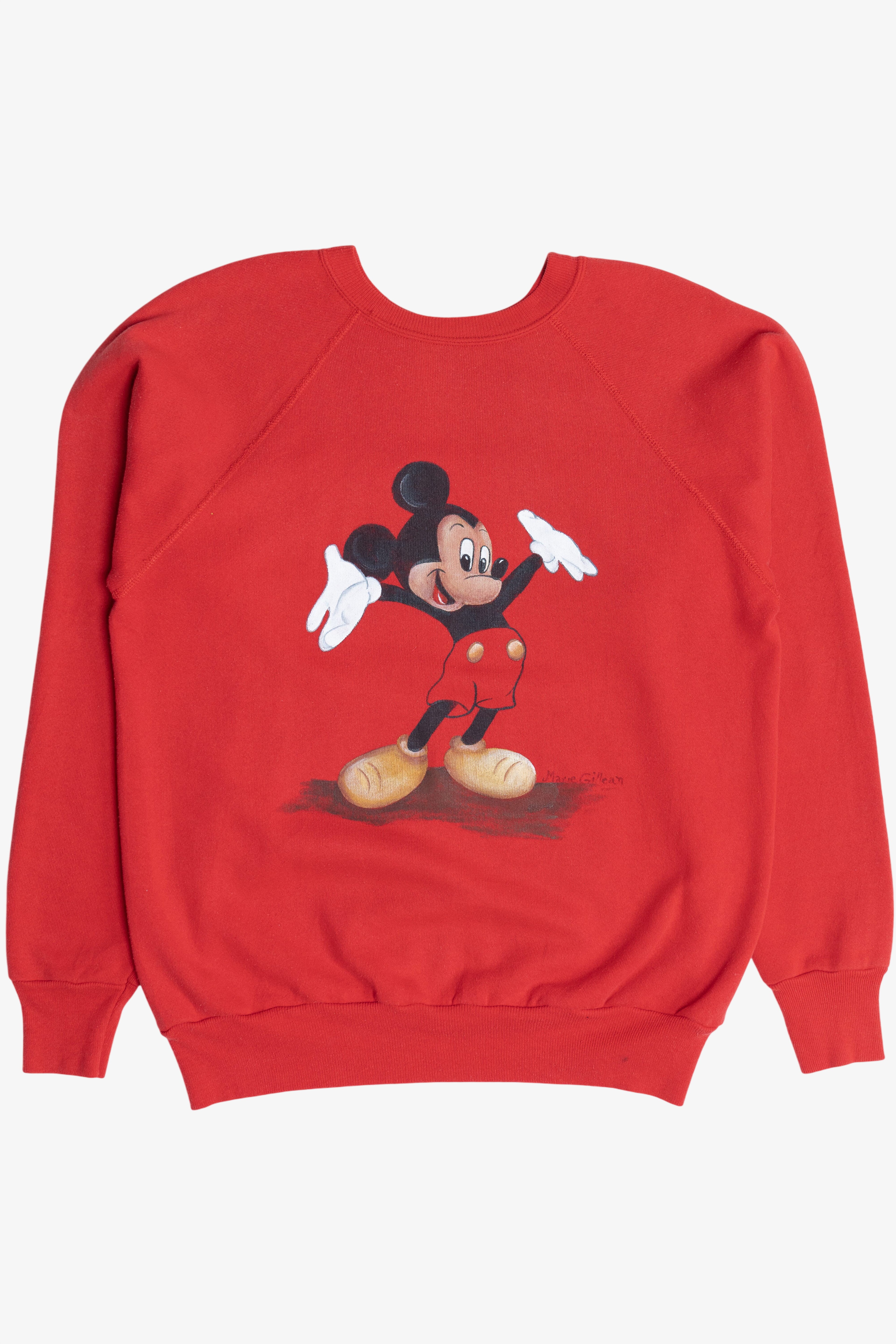 Vintage Hand Painted Mickey Mouse Raglan Sweatshirt (1980s)