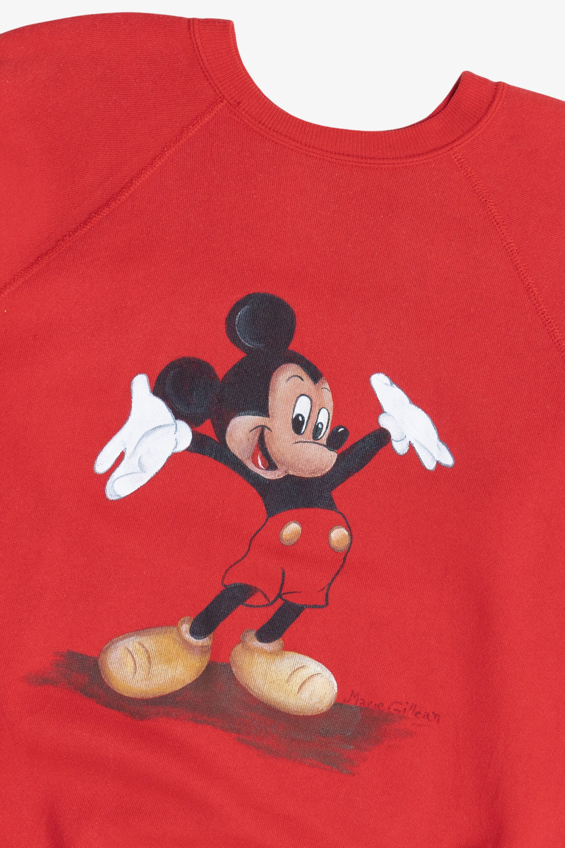 Vintage Hand Painted Mickey Mouse Raglan Sweatshirt (1980s)