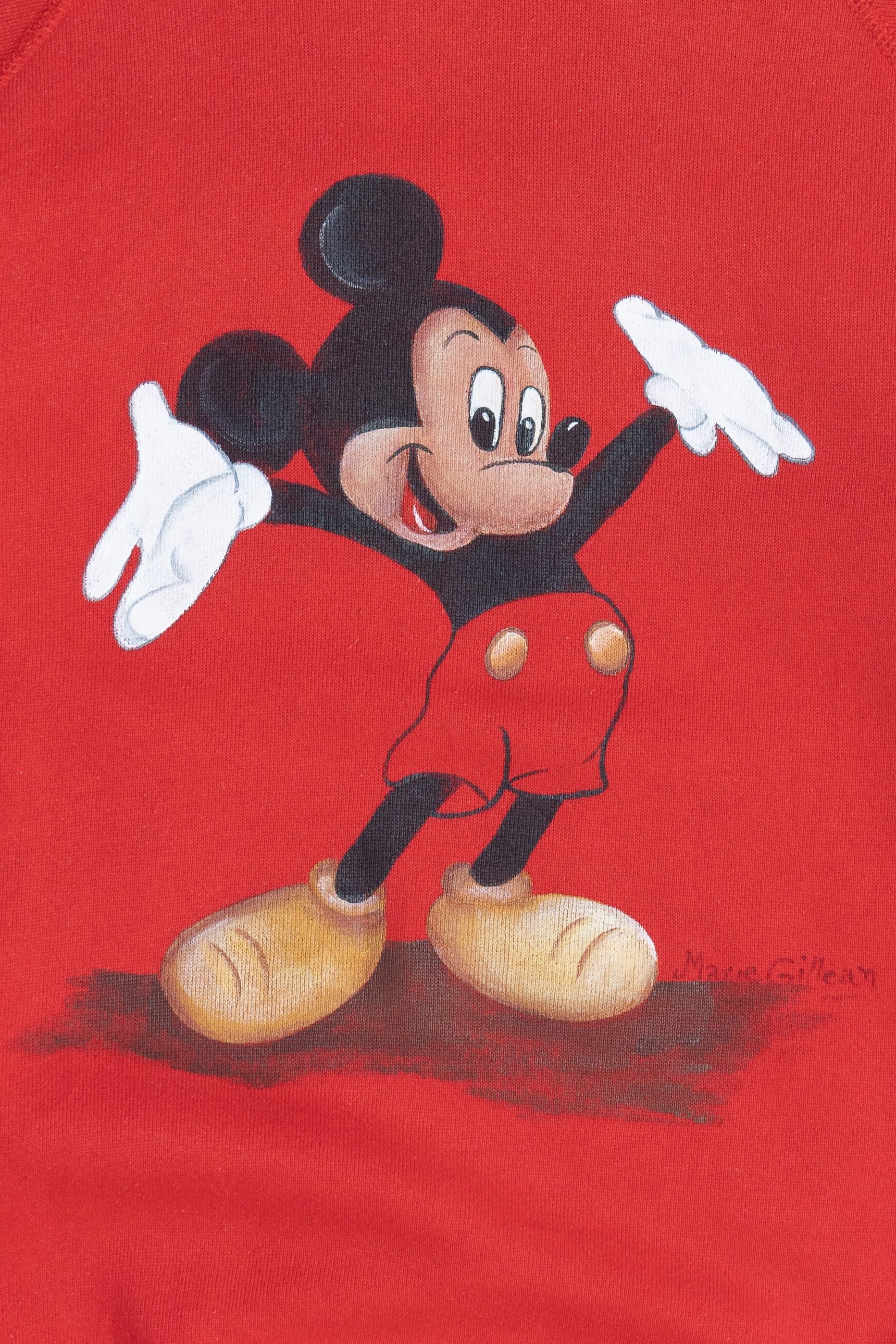 Vintage Hand Painted Mickey Mouse Raglan Sweatshirt (1980s)