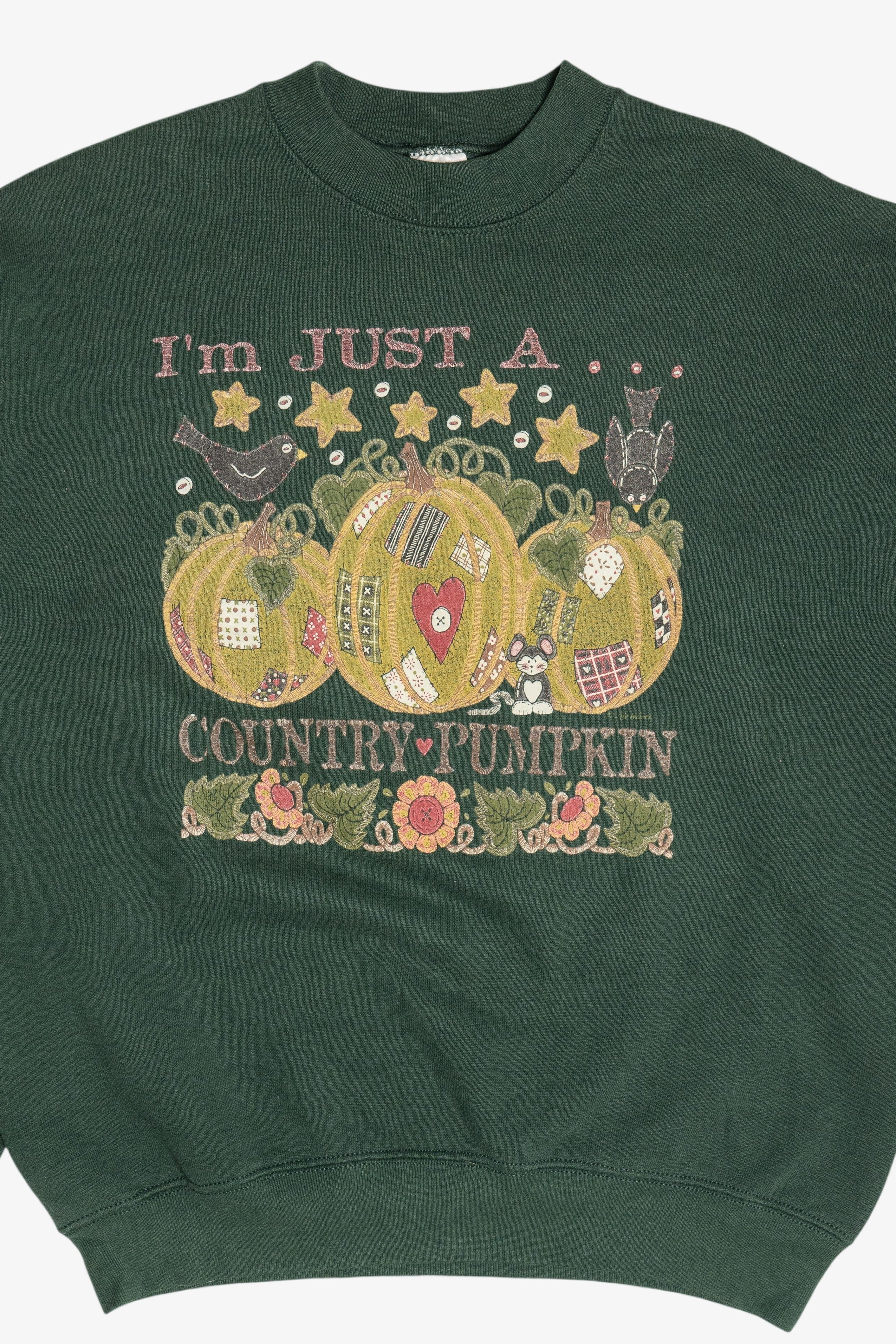 Vintage "I'm Just A Country Pumpkin" Fall Harvest Sweatshirt (1990s)