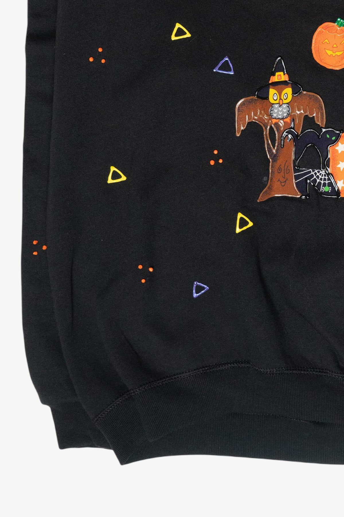 Handmade "Trick or Treat" Puff Paint Vintage Halloween Sweatshirt (2000s)
