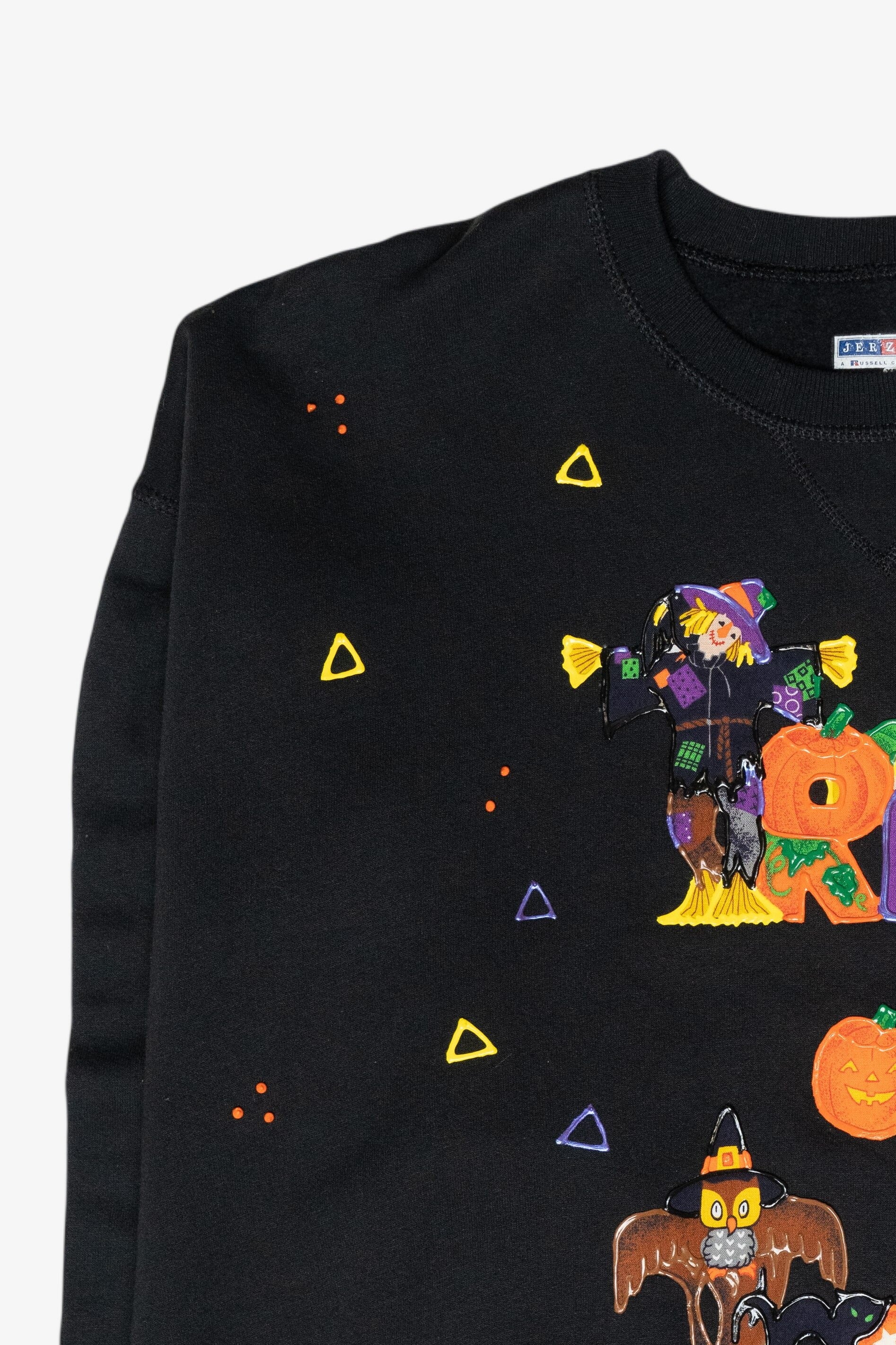 Handmade "Trick or Treat" Puff Paint Vintage Halloween Sweatshirt (2000s)