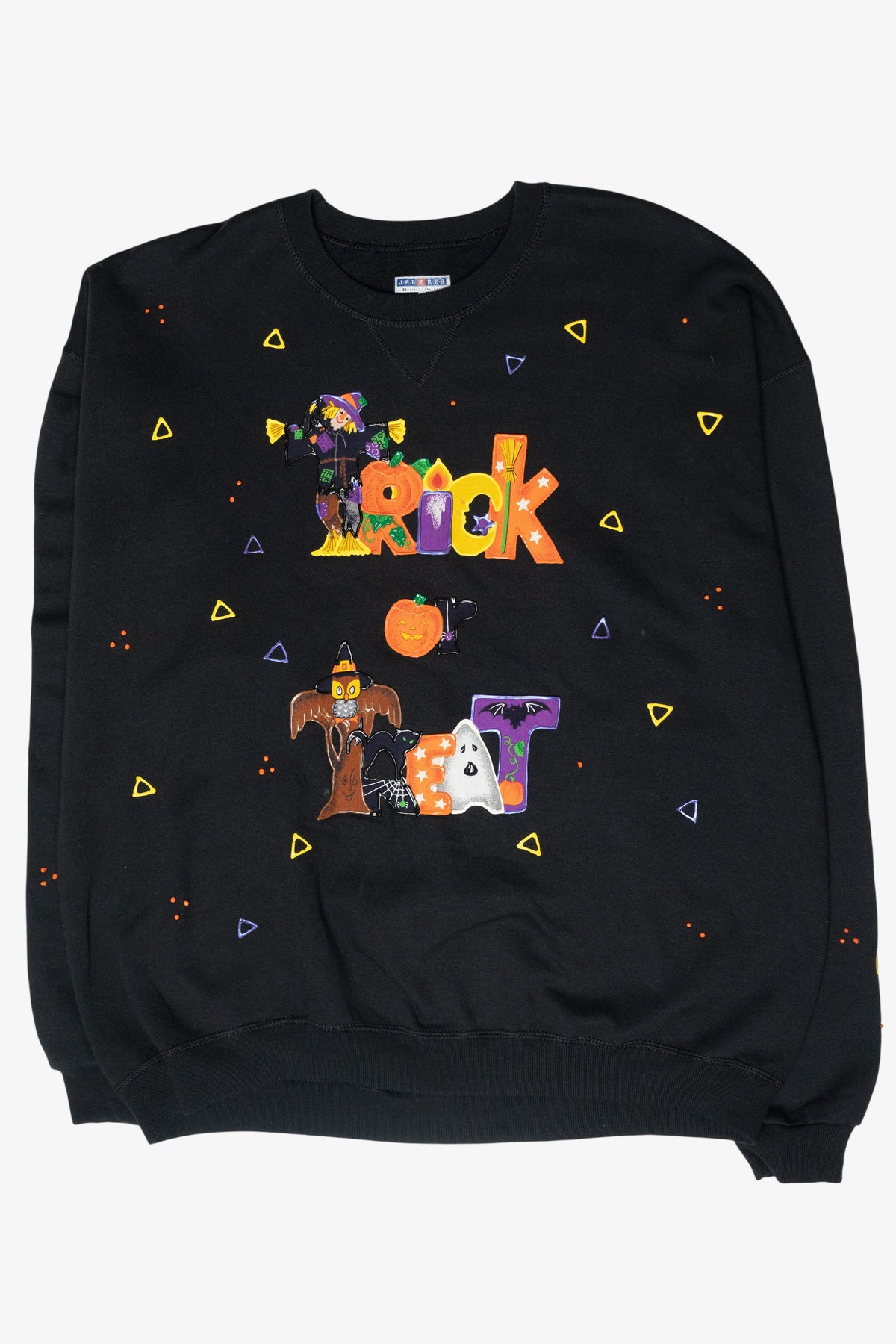 Handmade "Trick or Treat" Puff Paint Vintage Halloween Sweatshirt (2000s)