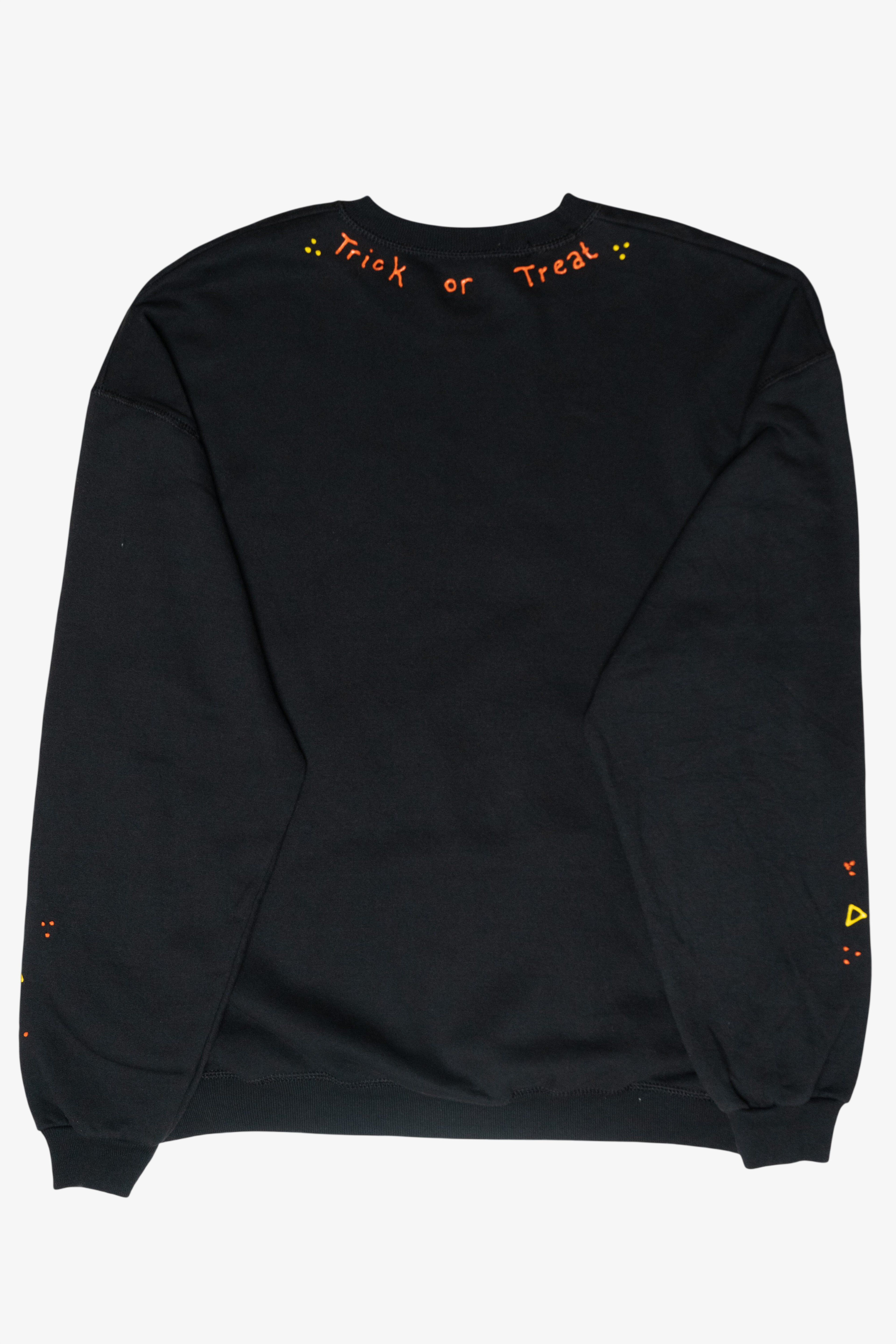 Handmade "Trick or Treat" Puff Paint Vintage Halloween Sweatshirt (2000s)