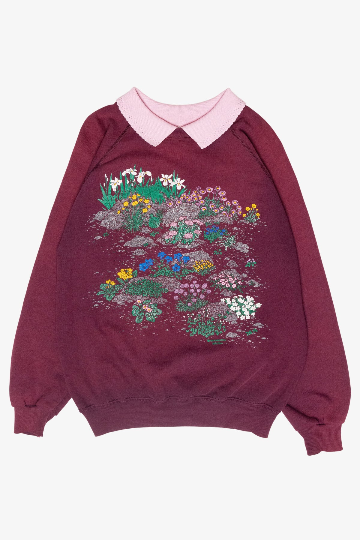 Morning Sun Maroon Flower Field Vintage Sweatshirt (1990s)