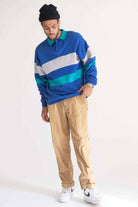 Blue Striped Polo Sweatshirt 1