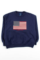 America Embroidered Flag Sweatshirt