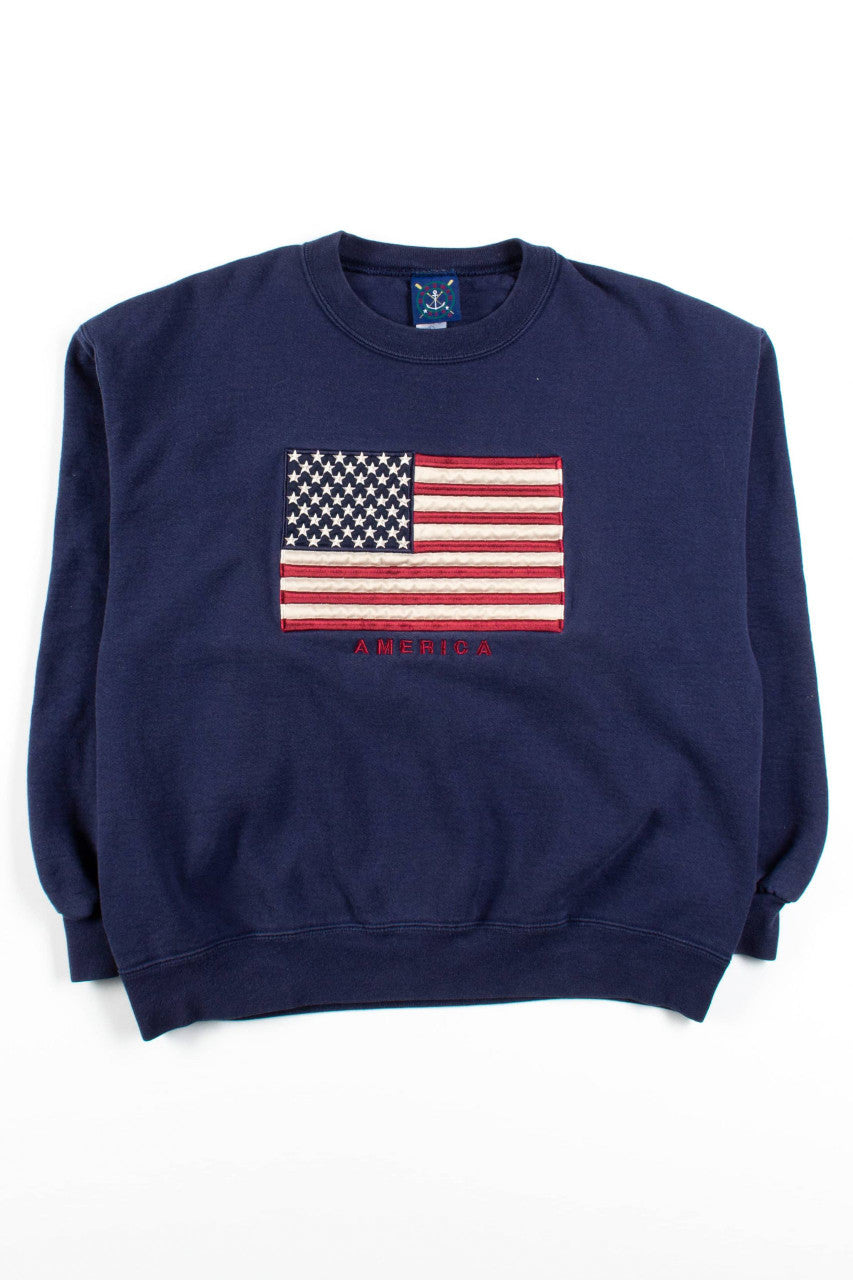 America Embroidered Flag Sweatshirt