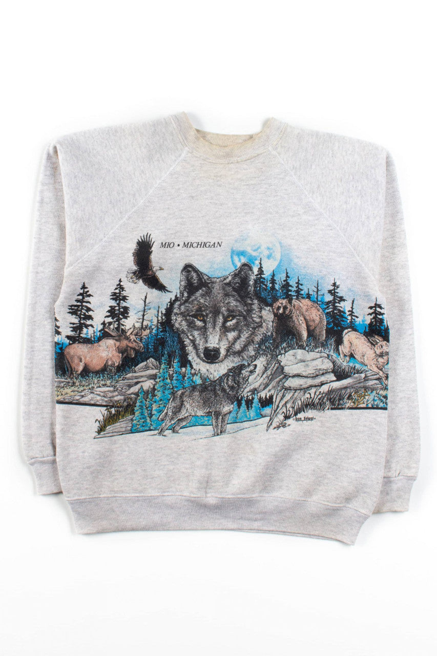 Vintage Michigan Wilderness Allover Graphic Sweatshirt