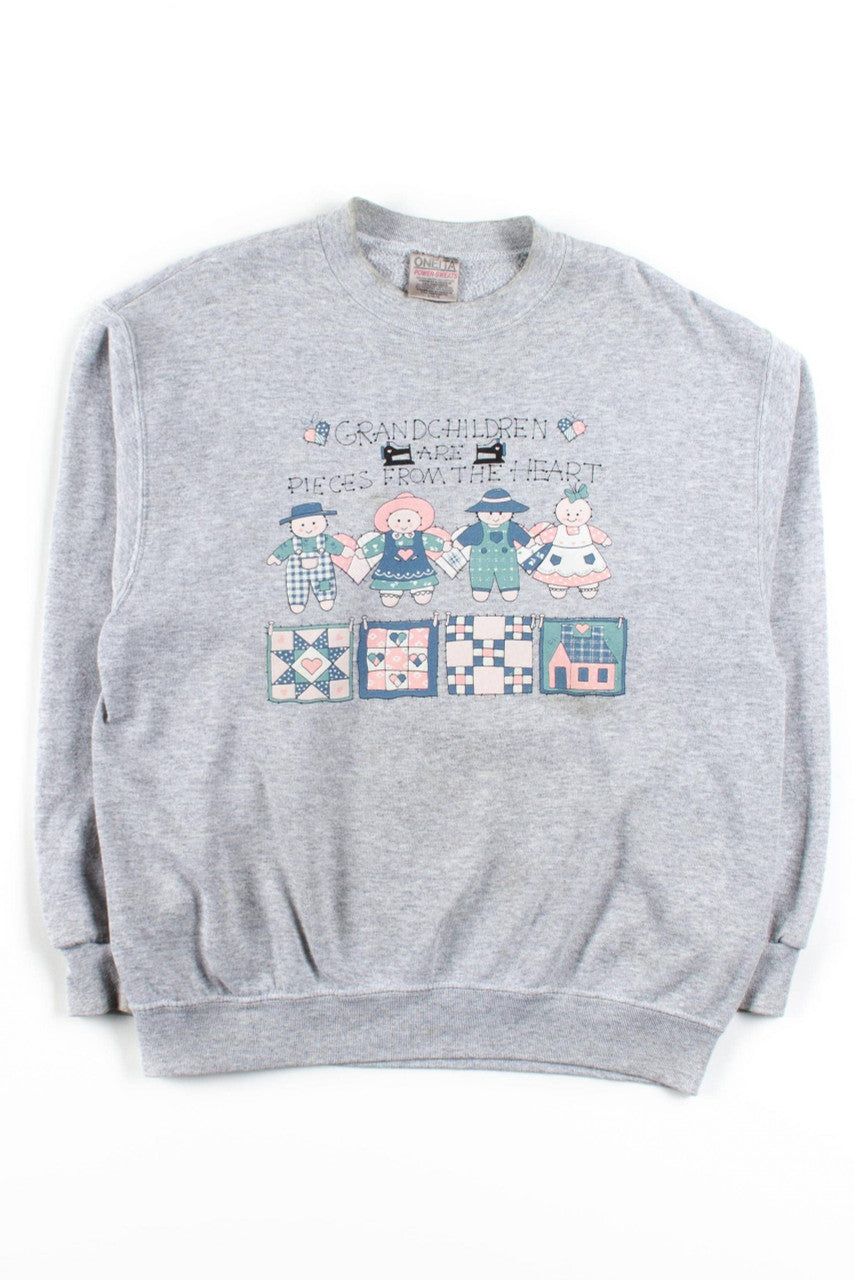 Vintage Grandchildren Patchwork Graphic Sweatshirt